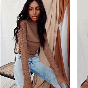 Colette brown mock neck top